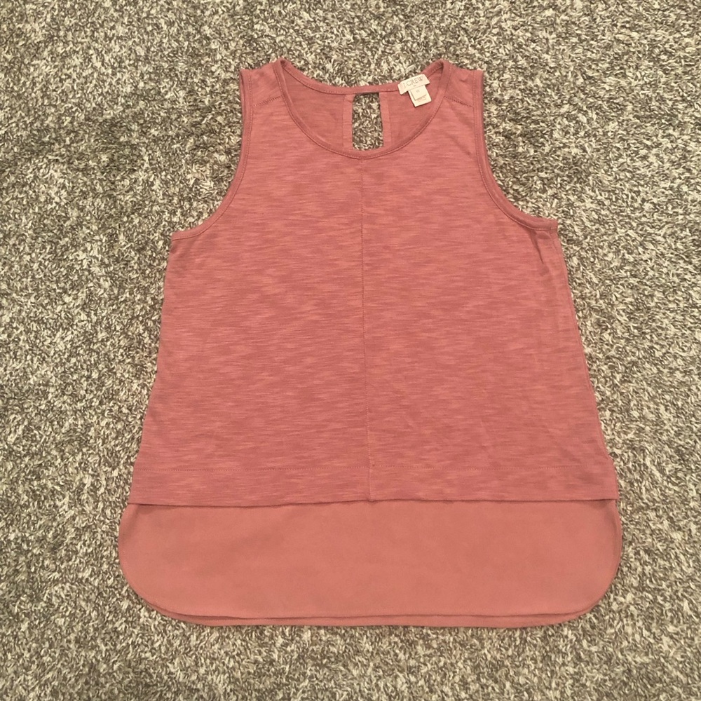 J. Crew Pink Layered Keyhole Open Back Top